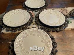 Gracious Goods GG Collection Set of 4 Dinner Plates Acanthus Leaf & Chargers