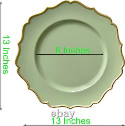 Green Charger Plates Gold Trim Classic Plate Chargers for Dinner Plates Set