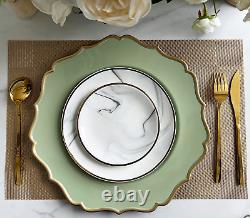 Green Charger Plates Gold Trim Classic Plate Chargers for Dinner Plates Set