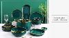 Green Gold Trimmed Ceramic Dinnerware Set