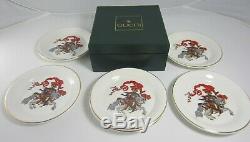 Gucci Dessert Snack Plates Dishes Set of 6 in Box Fine Bone China Knight Design