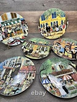 Guy Buffet French Marche Aux Fleur Porcelain 11 Dinner Plates Full Set Of 6