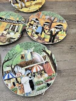 Guy Buffet French Marche Aux Fleur Porcelain 11 Dinner Plates Full Set Of 6