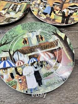 Guy Buffet French Marche Aux Fleur Porcelain 11 Dinner Plates Full Set Of 6