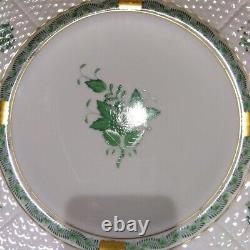 HEREND'Apponyi Green' Dinner Plate Large 10.2 inches Set of 2 No Scratches
