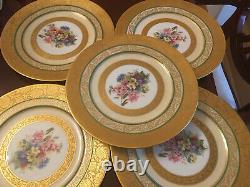 HUTSCHENREUTHER SELB Bavaria Gold Encrusted Flower Charger Dinner Plate Set Of 5