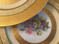 HUTSCHENREUTHER SELB Bavaria Gold Encrusted Flower Charger Dinner Plate Set Of 5