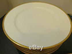 Haviland Limoges White and Gold Gilded Rim Dinner Plates Porcelain Set 8 France