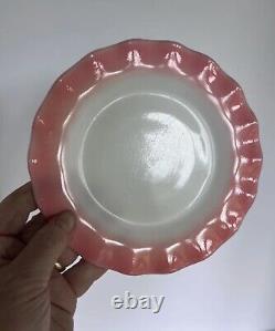 Hazel Atlas Crinoline Pink Ripple Dinnerware Set of 7 dinner + 6 dessert plates