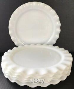 Hazel Atlas White Crinoline Ripple Ruffled Edge 10 5/8 Dinner Plates Set Of 6