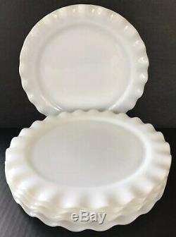Hazel Atlas White Crinoline Ripple Ruffled Edge 10 5/8 Dinner Plates Set Of 6