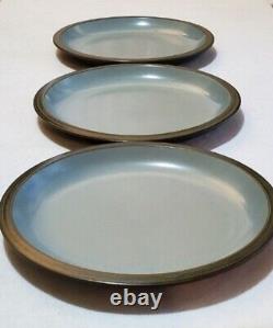 Heath Ceramics Dinner Plate Green With Medium Brown Rim Vintage Apx 11 Set of 3