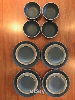 Heath Ceramics SET of 4 DINNER PLATES, CEREAL BOWLS, BREAD Coup Line- Slate