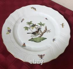 Herend China Rothschild Bird Butterfly Bugs 10 Dinner Plates Set 10 EXCLNT