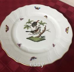 Herend China Rothschild Bird Butterfly Bugs 10 Dinner Plates Set 10 EXCLNT
