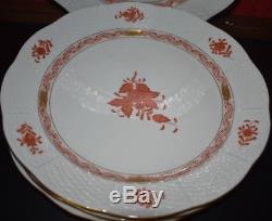 Herend Chinese Bouquet Rust 10 Dinner Plates Set of 4