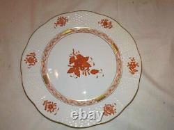 Herend Chinese Bouquet Rust Orange Set of 8 Dinner Plates 9