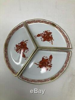Herend Hungary Chinese Bouquet Rust Hors d'Oeuvres Divided Plate Set 443