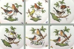Herend Porcelain Set of 6 Rothschild Bird 10.25 Dinner Plate #1524 Butterflies