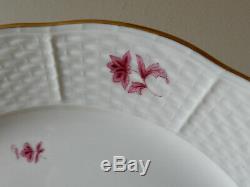 Herend Raspberry, Embossed, No Trim, Floral 10 Dinner Plates SET OF 4 UNUSED