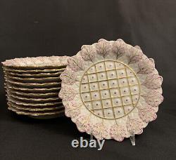 Herend Set of TWELVE 7 1/8 Cabinet Plates Oak Leaves and Daisies NEAR MINT