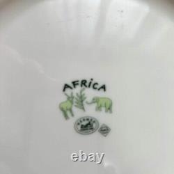 Hermes Africa Green Dinner Plate Tableware Zebra Giraffe Animal 2 set New Unused