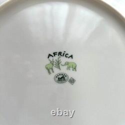 Hermes Africa Green Dinner Plate Tableware Zebra Giraffe Animal 2 set New Unused