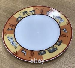 Hermes Africa Orange Dessert Plate Dish Tableware 2 set Animal Dinner Auth New