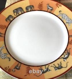 Hermes Africa Orange Dessert Plate Dish Tableware 2 set Animal Dinner Auth New