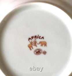 Hermes Africa Orange Dessert Plate Dish Tableware 2 set Animal Dinner Auth New