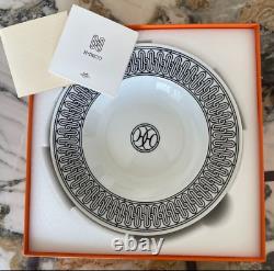 Hermes H Deco Dinner Plate Set of 2 white porcelain Dessert 22 cm unused