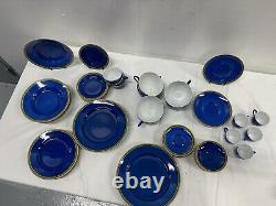 Hermes dinnerware set. Blue, 47 Pieces. Made In France