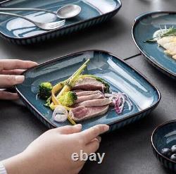 High quality blue porcelain Nordic style European luxury dinnerware set
