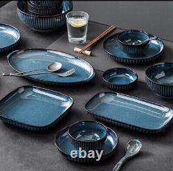 High quality blue porcelain Nordic style European luxury dinnerware set