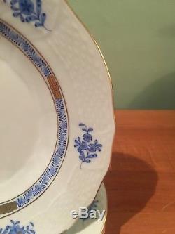 Hungary Herend Blue CHINESE BOUQUET Porcelain Dinner Plates Set of 4. 10.5'