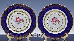 Incredible Set 12 Paragon Hand Painted Cobalt Bue Ground Gold Gilt Dinner Plates