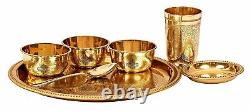 Indian Dinnerware Brass Traditional Dinner Service Sets Of Thali Plate 7 Pieces