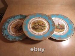 JKW Set of 3 Collectible Ornate Dinner Plates Bavaria Germany Pairs of Birds