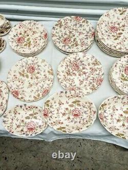 JOHNSON BROTHERS 67 Piece Set! Rose Chintz Pink Made in England Stamp