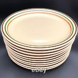 Jackson China Restaurant Ware 10pc Oval Plate Set Brown Green Orange on Beige