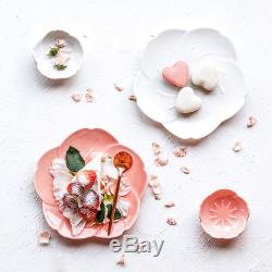 Japanese Cherry Blossom Sakura 3D Ceramic Dinner Plate Bowl Set Pink White Dish