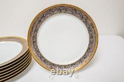Jean Louis Coquet Limoges Odiot Dinner Plates Set of 8 Gold Platinum Encrusted