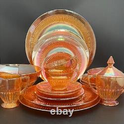 Jeannette Anniversary Marigold Iridescent 18pc Dinner Serving Set for 2 USA