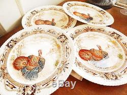 Johnson Brothers Bros BARNYARD KING Dinner Plates Set / 4 Turkey NICE