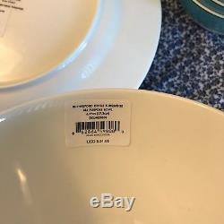 Kate Spade 8 piece Rutherford Set, Turquoise. 4 dinner plates 4 all purpose bowls