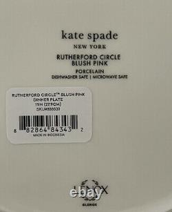 Kate Spade LENOX Rutherford Circle Dinner Plates (Set of 4) Blush Pink NEW
