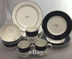 Kate Spade Lenox Nags Head Black White Dinner Accent Salad Plates Bowls Mugs Set