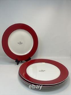 Kate Spade Lenox Rutherford Circle Red Dinner Plates Set of 4 11.5 diameter