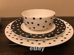 Kate Spade Primrose Drive Dot 12 Pce Set Black White Dinner & Salad Plates Bowls