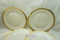 LENOX CHINA ARISTOCRAT PATTERN DINNER PLATES SET OF 12 GOLD ENCRUSTED 10.5in d